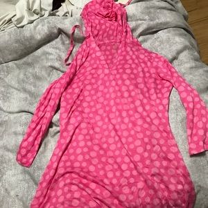 Pink polka dot beach cover up